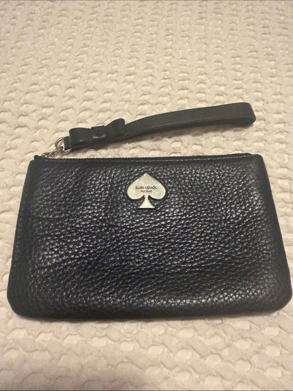 kate spade Black Pebbled Leather Wristlet Clutch